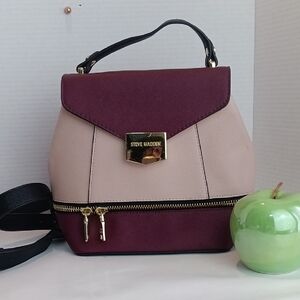 Steve Madden Plum and Light Pink Mini Convertible Back Pack Preppy